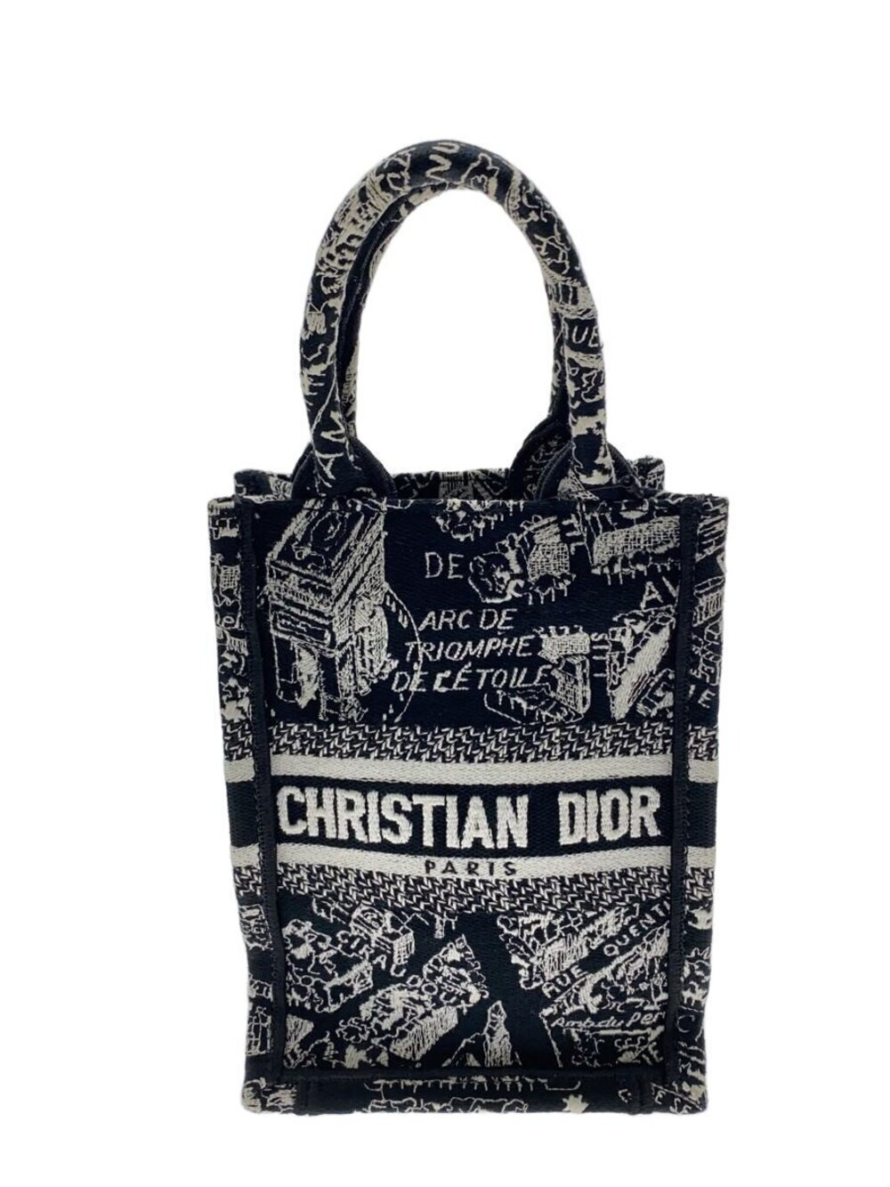 Christian Dior Book Tote Phone Shoulder Bag Canvas Black
